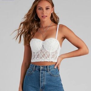 Windsor- XL - Pretty In Pearls Hand Beaded Bustier NWT